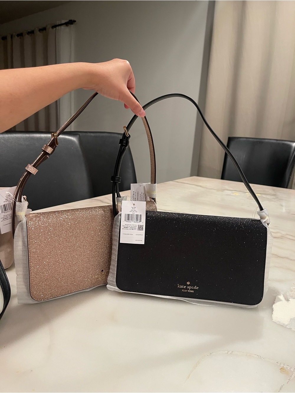 kate spade Black Glitter Shoulder Bag with Gold Logo - Picture 4 of 4
